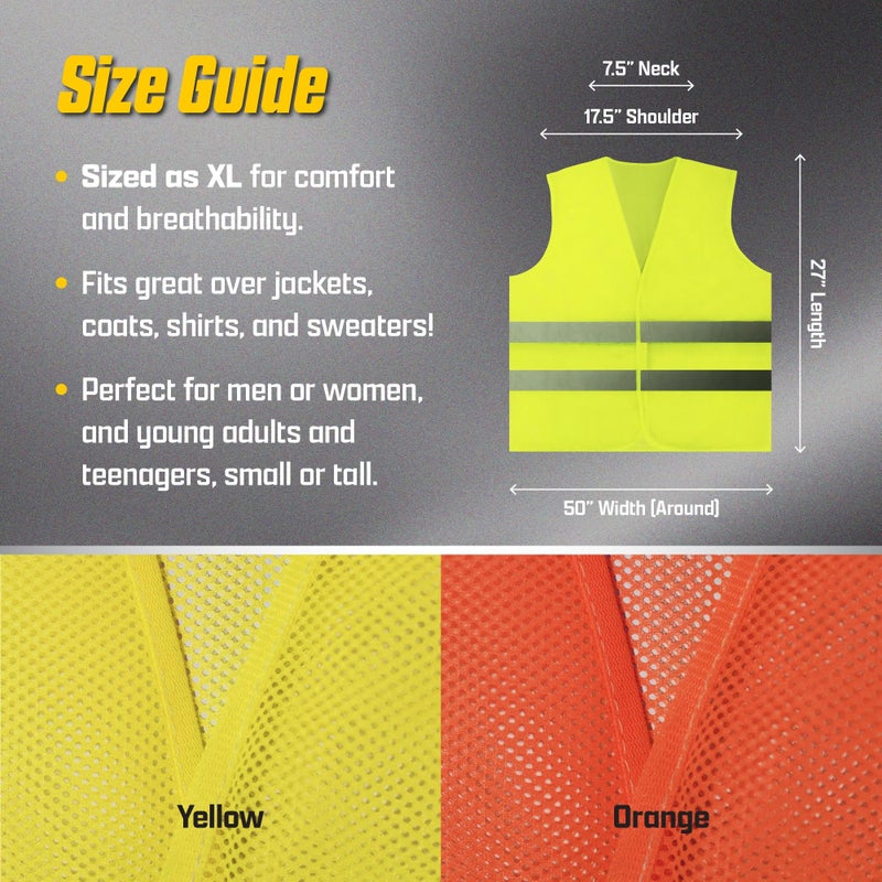 PeerBasics Safety Vests 5 Pack - Orange Reflective High Visibility, Men Women - Image 4